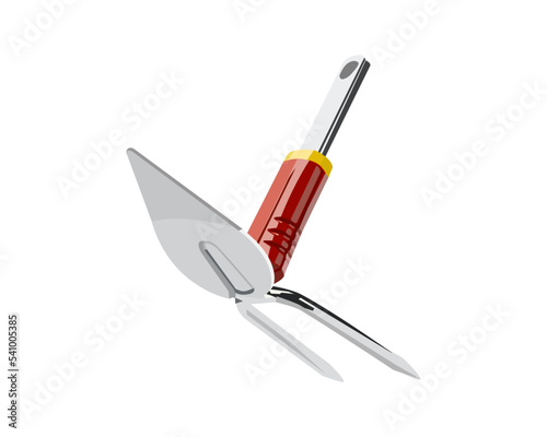 Vector Illustration of Mini hoe isolated on white background. Carpentry hand tools.