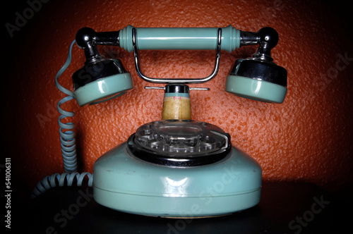 An antique telephone.