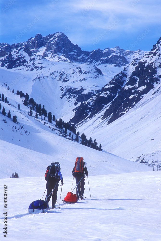 A couple tours unexplored winter landscape in China. A couple tours unexplored winter landscape in China.