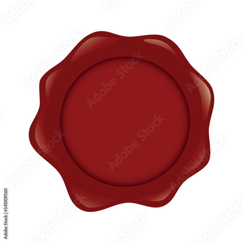Red wax stamp isolated on white background. Old seal wax stamps in cartoon style. Vector stock