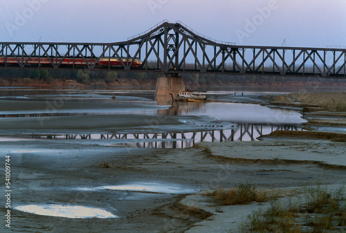 The Yellow River near Ji'nan, Shandong Province, China. The river is very low because much of the water is used upstream for industry and agriculture. photo