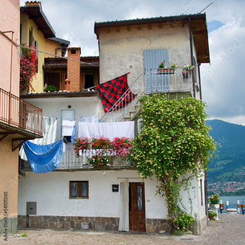 Buildings in Peschiera Maraglio in Lake Iseo, Italy  photo