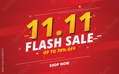Vector of 11.11 Shopping day and text effect, Poster or banner template design for social media post.