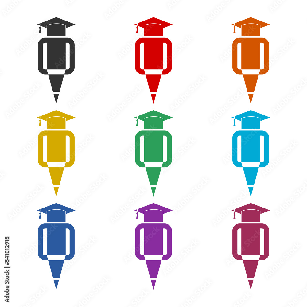 Education School icon isolated on white background. Set icons colorful Education School icon isolated on white background. Set icons colorful