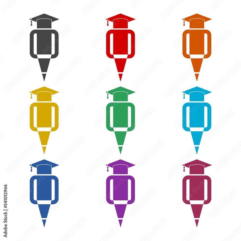 Education School icon isolated on white background. Set icons colorful Education School icon isolated on white background. Set icons colorful