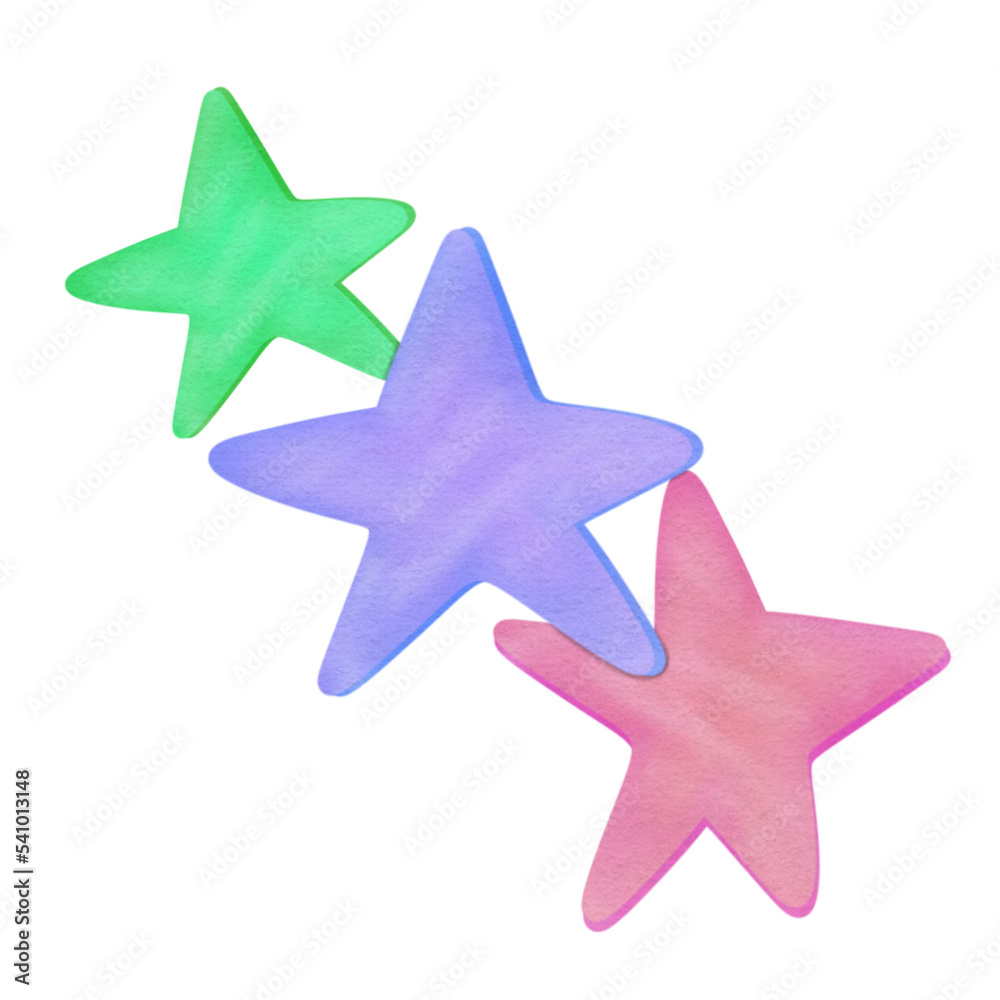 Fototapeta premium cute multicolor stars watercolor