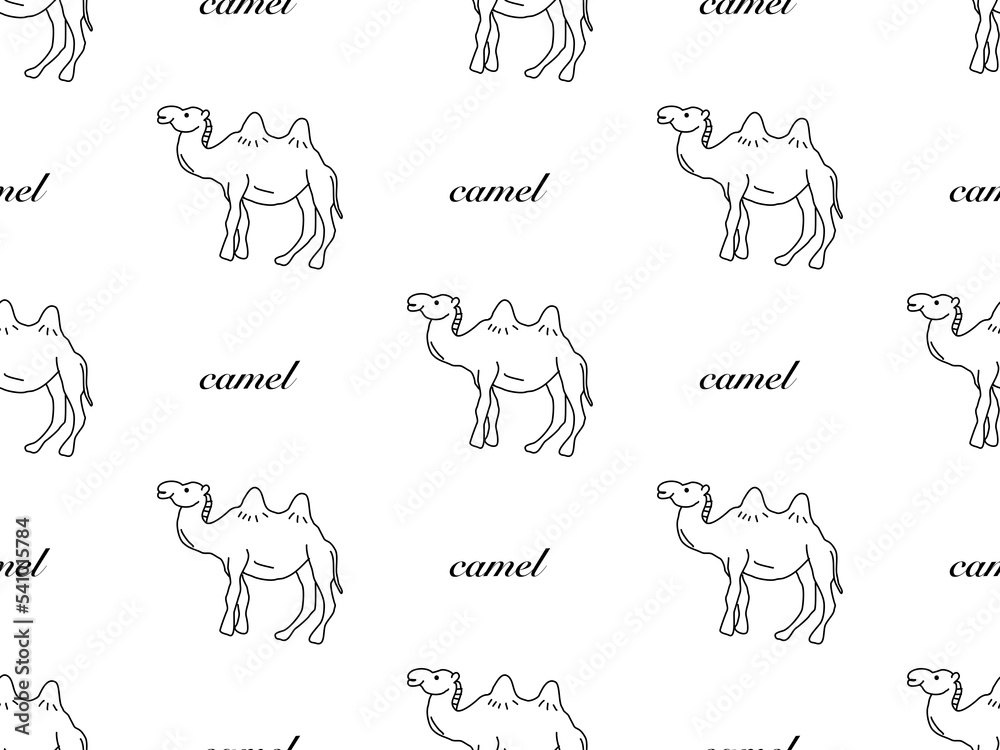 Camel cartoon character seamless pattern on white background