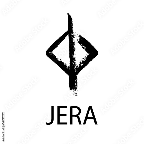 Rune Jera. Hand drawn wax chalk, texture glyphs.