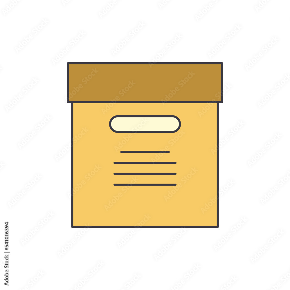 office cardboard box icon in color, isolated on white background office cardboard box icon in color, isolated on white background