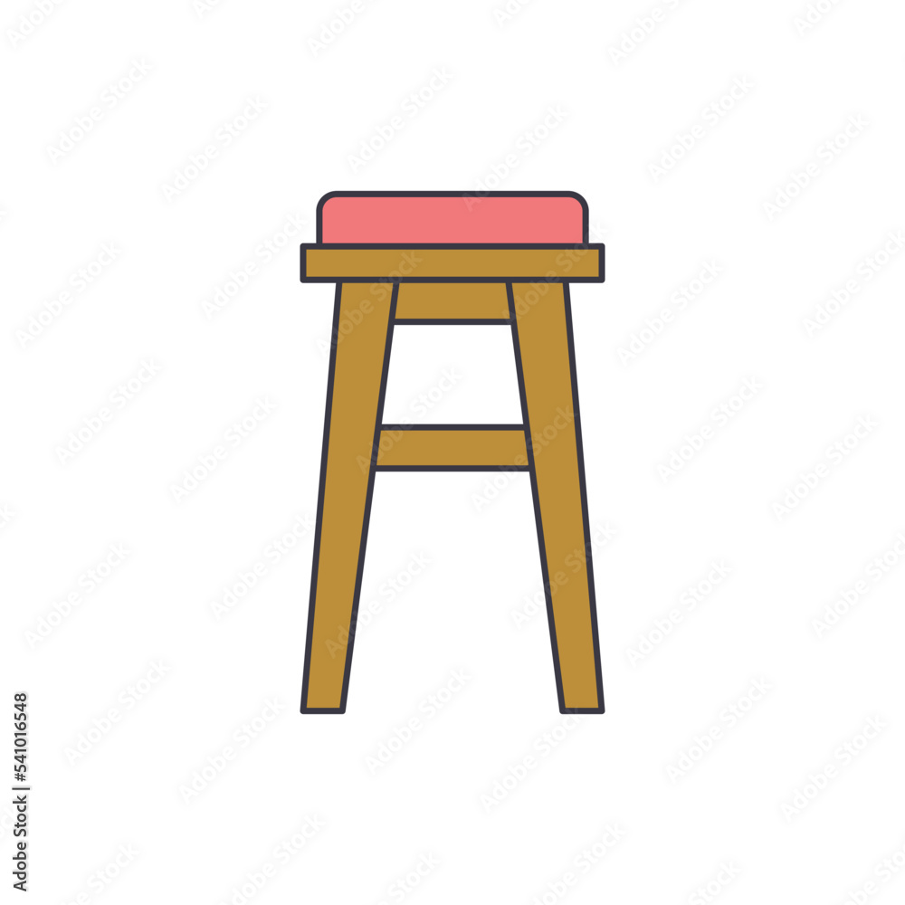 Stool chair icon in color, isolated on white background Stool chair icon in color, isolated on white background