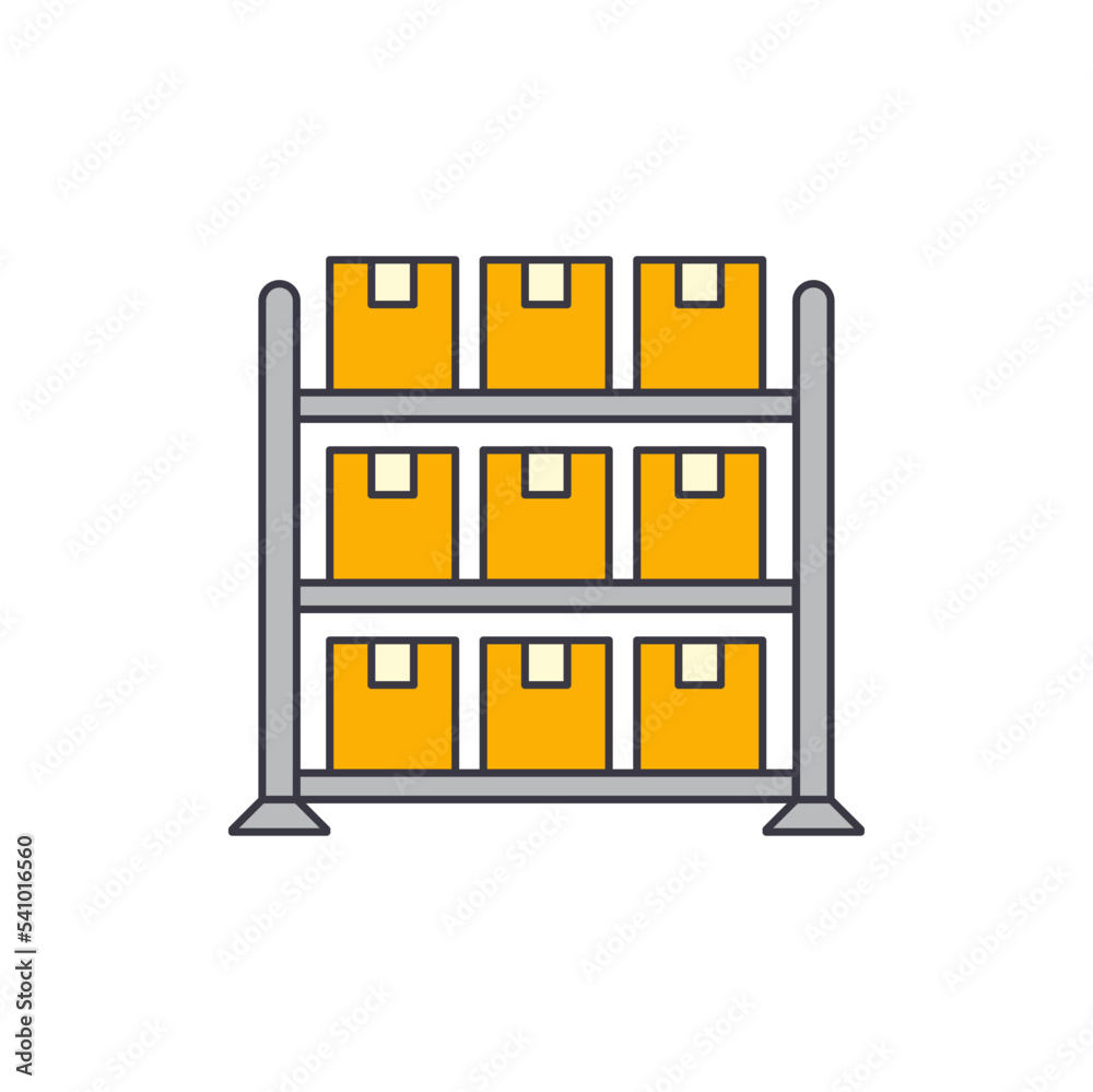 warehouse racking icon in color, isolated on white background warehouse racking icon in color, isolated on white background