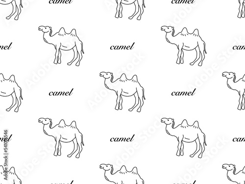 Camel cartoon character seamless pattern on white background