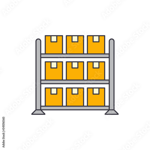 warehouse racking icon in color, isolated on white background 