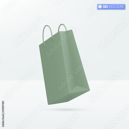 Paper bags icon symbols. Promotion, Discount, Shopping bag, handbag, Sale, Online shopping concept. 3D vector isolated illustration design Cartoon pastel Minimal style. Used design ux, ui, print ad.