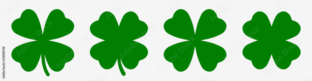 Four leaf clover simple icon set. Clover vector illustration