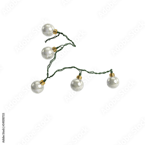 3d illustration of string light about christmas decoration isolated on background