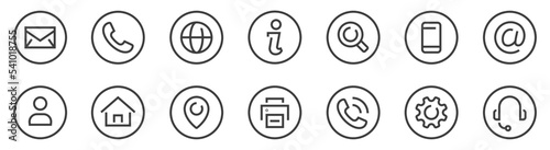 Contact icon set. Thin line Contact icons set. Contact symbols - Phone, mail, fax, info... vector illustration