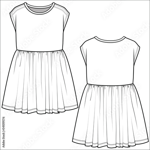 KNIT DRESS FOR KID GIRLS AND TEENS GIRLS IN VECTOR ILLUSTRATION