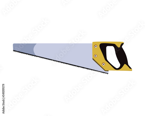 Hand saws designed for wood, tools carpenter, for repair, construction, woodworking, sawing on a part of wooden structures and products. Vector illustration isolated.