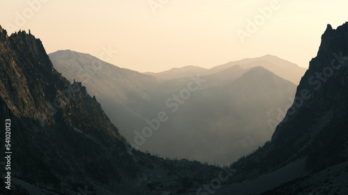 Enchantments - valley and mountain in haze