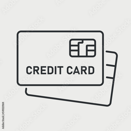 Credit card with EMV chip card icon.  Vector illustration