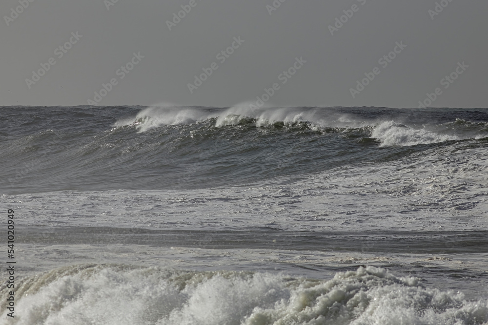Long breaking sea wave with spray Long breaking sea wave with spray