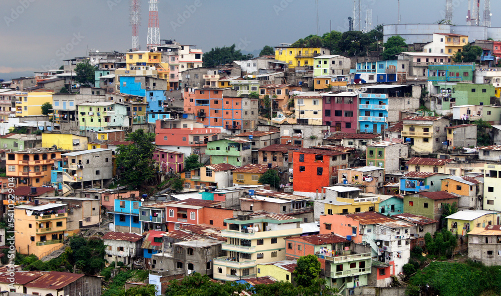 View of the colored houses of the Barrio de las Pe as in Guayaquil - Ecuador