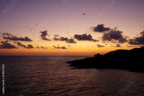 Magico amanecer en el faro Punta Arenella. Llançà. Costa Brava. Cataluña photo