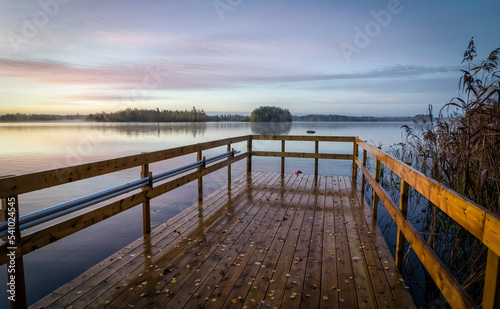 Wooden bridge in autumn colors