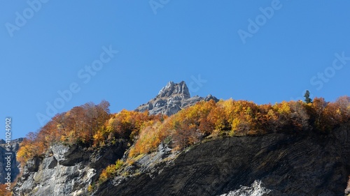 French Alps during autumn against a blue sky
