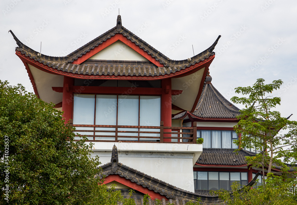 A raised archway of a traditional Chinese ancient building A raised archway of a traditional Chinese ancient building