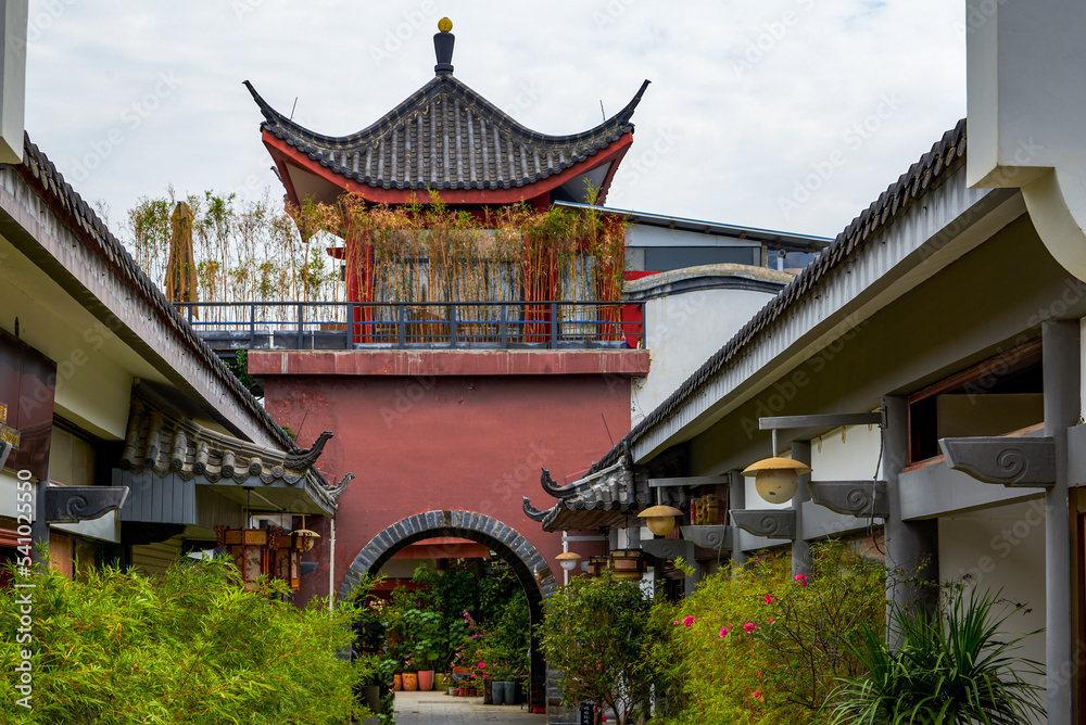A raised archway of a traditional Chinese ancient building