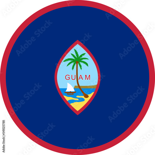Guam Round Flag. Guamanian Circle Circular Country Nation National Banner Symbol Sign Ensign Flag. Transparent PNG Flattened JPG Flat JPEG