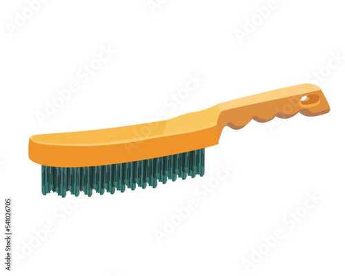 Vector Illustration Soft Grip Carbon Steel Wire Brush Shoe Handle isolated on white background. Carpentry tools.