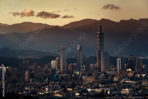Hope concept-Sunrise of cityscape in Taipei, Taiwan