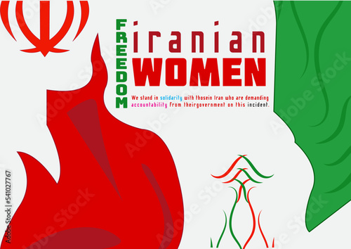 Free iranian woman poster. Iran protests. Women Life Freedom movement. photo