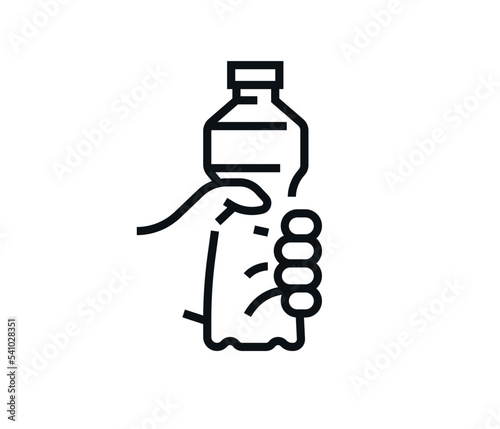 Hand holding drinking water bottle vector illustration.
