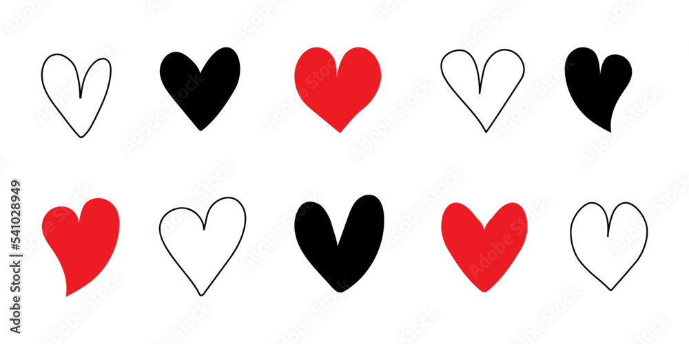 Set of heart love symbol design concept element vector. Valentine hearth design illustrator element for valentine day, gift, wedding