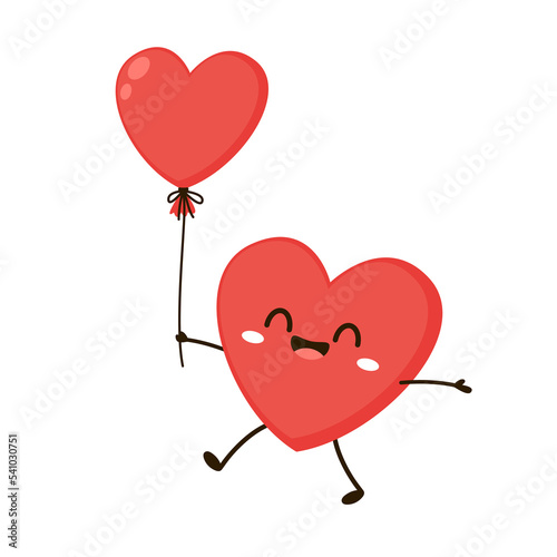 Red cute heart character. Romantic flat style Valentine's Day illustrations to express feelings of love.