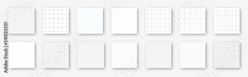 Grid templates. Seamless halftone dots pattern. Set of grid pattern background. Graph paper. Dotted mosaic. Vector panorama drafting paper. Background concept. Vector illustration