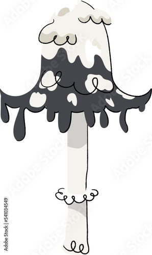 Shaggy Mane Mushroom vector isolated on white background. Autumn Fungi illustration