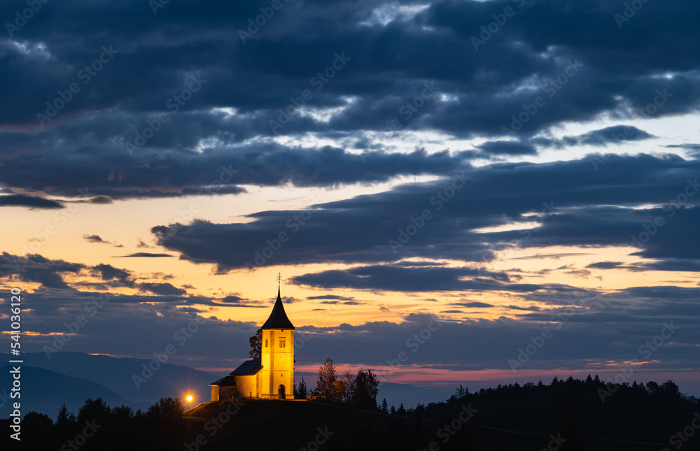 The Church of St. Primož and Felicijan, Slovenia, sunrise photo