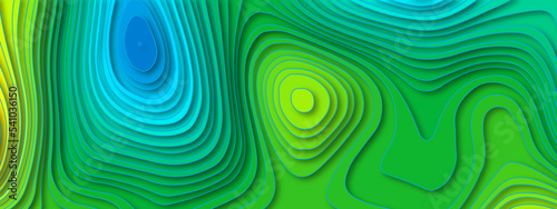 Abstract colorful papercut and topographic map with lines and circles background. Topographic map and place for texture. Topographic gradient linear background with copy space. Vector illustration