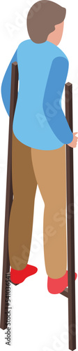 Man walking icon isometric vector. Circus wooden. Walker leg