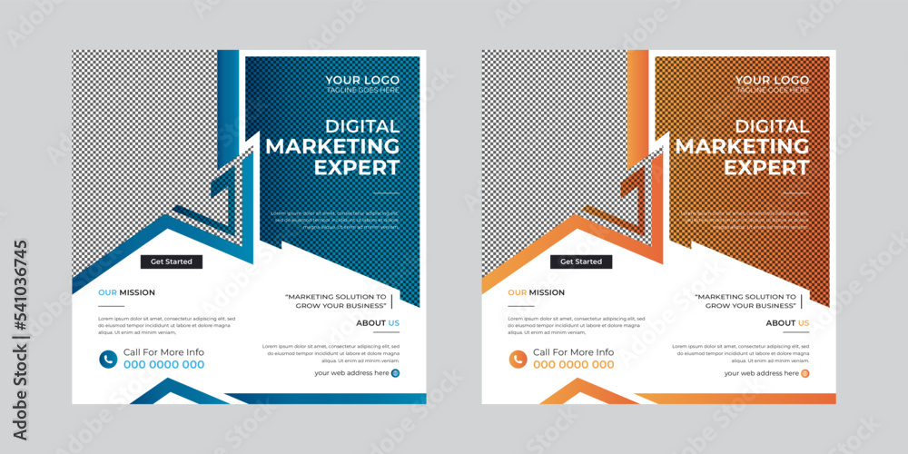 Modern digital marketing agency square social media post, Corporate banner promotion ads sales and discount banner vector template