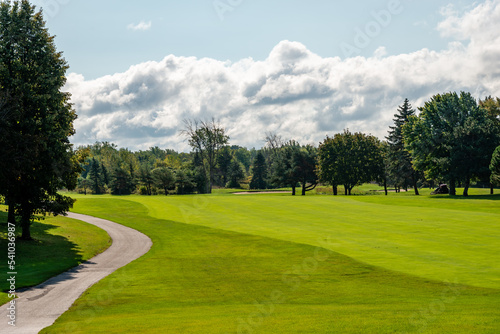 Golf field on the warm autumn day
