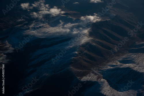 Aerial view of mountain range in Leh, Ladakh, India