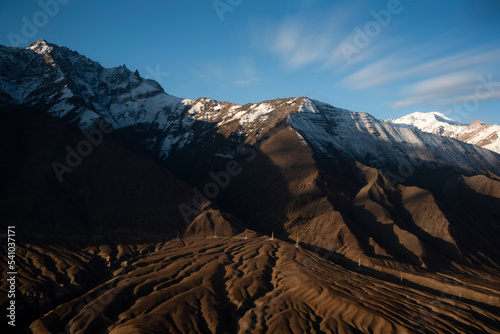 Aerial view of mountain range in Leh, Ladakh, India