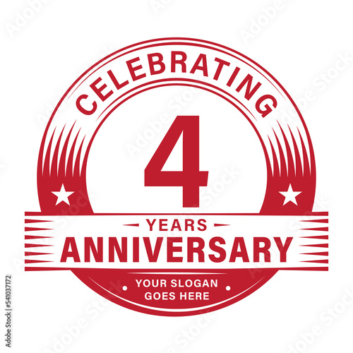 4 years anniversary celebration design template. 4th logo. Vector and illustrations.
