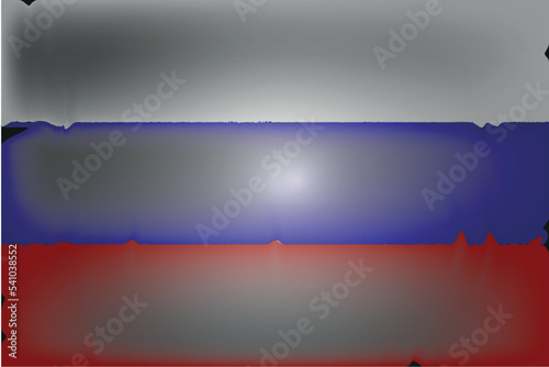 Shabby tricolor flag of the Russian Federation. Symbol of modern Russia. Tyrant symbol. Aggressive international politics. state attribute. Russian people. Military actions. War.